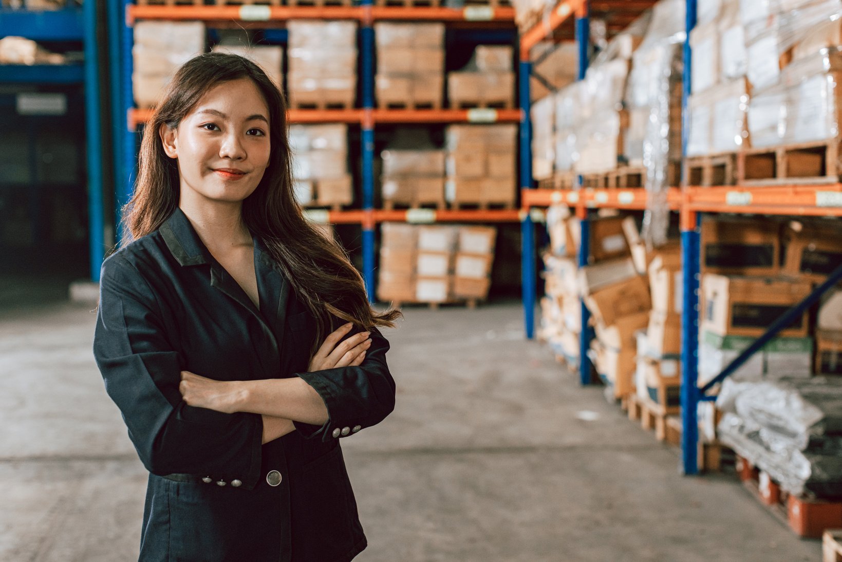 Warehouse staff portrait, asia.